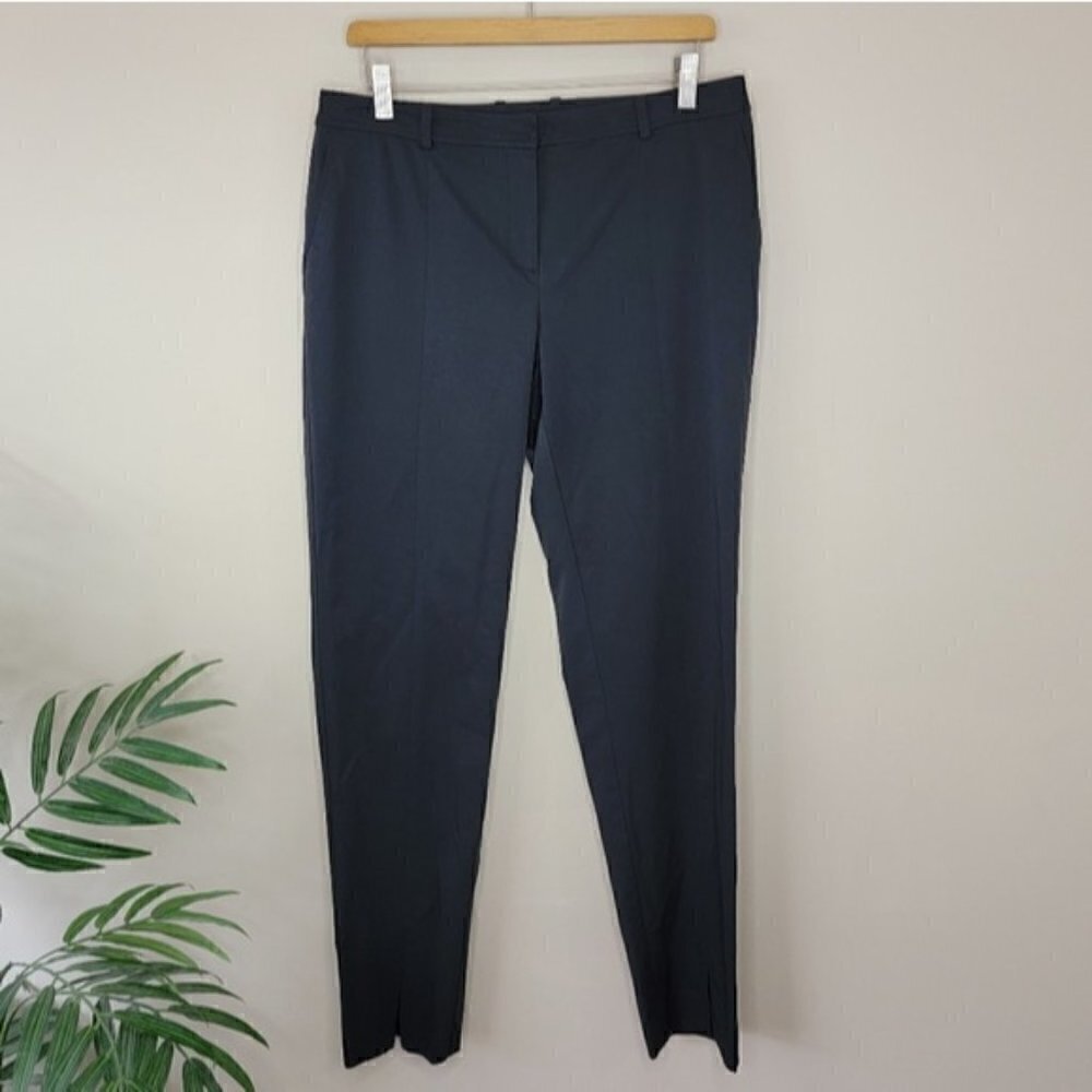 St. John | Black Straight Leg Front Slit Pants